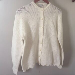 Vintage Ivory Butterfly Knit Cardigan